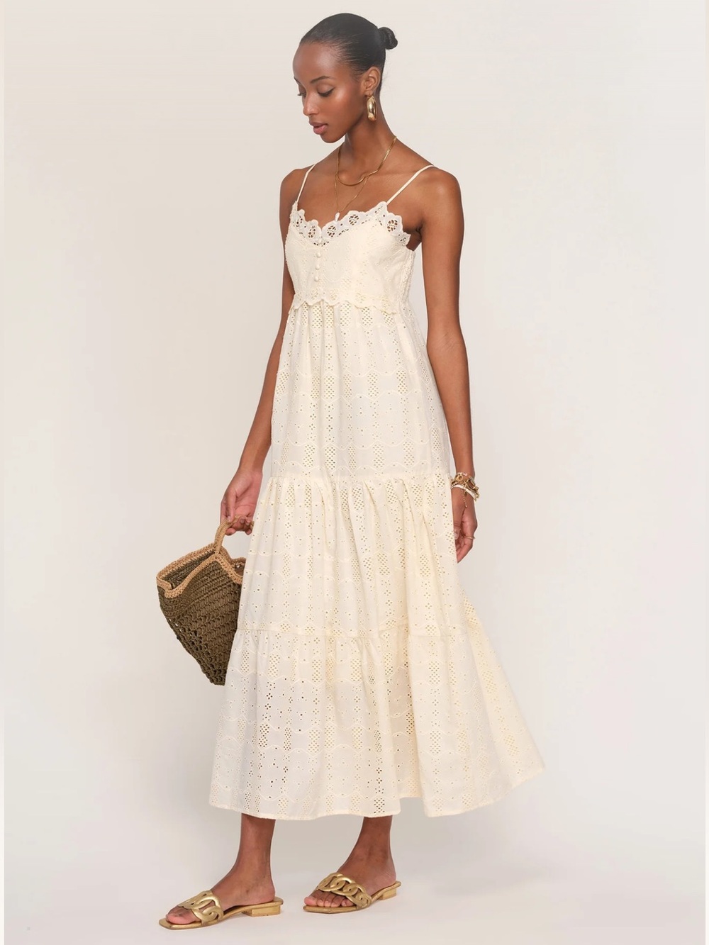 Heartloom Annie Eyelet Maxi Dress Ecru NWT - Picture 3 of 13